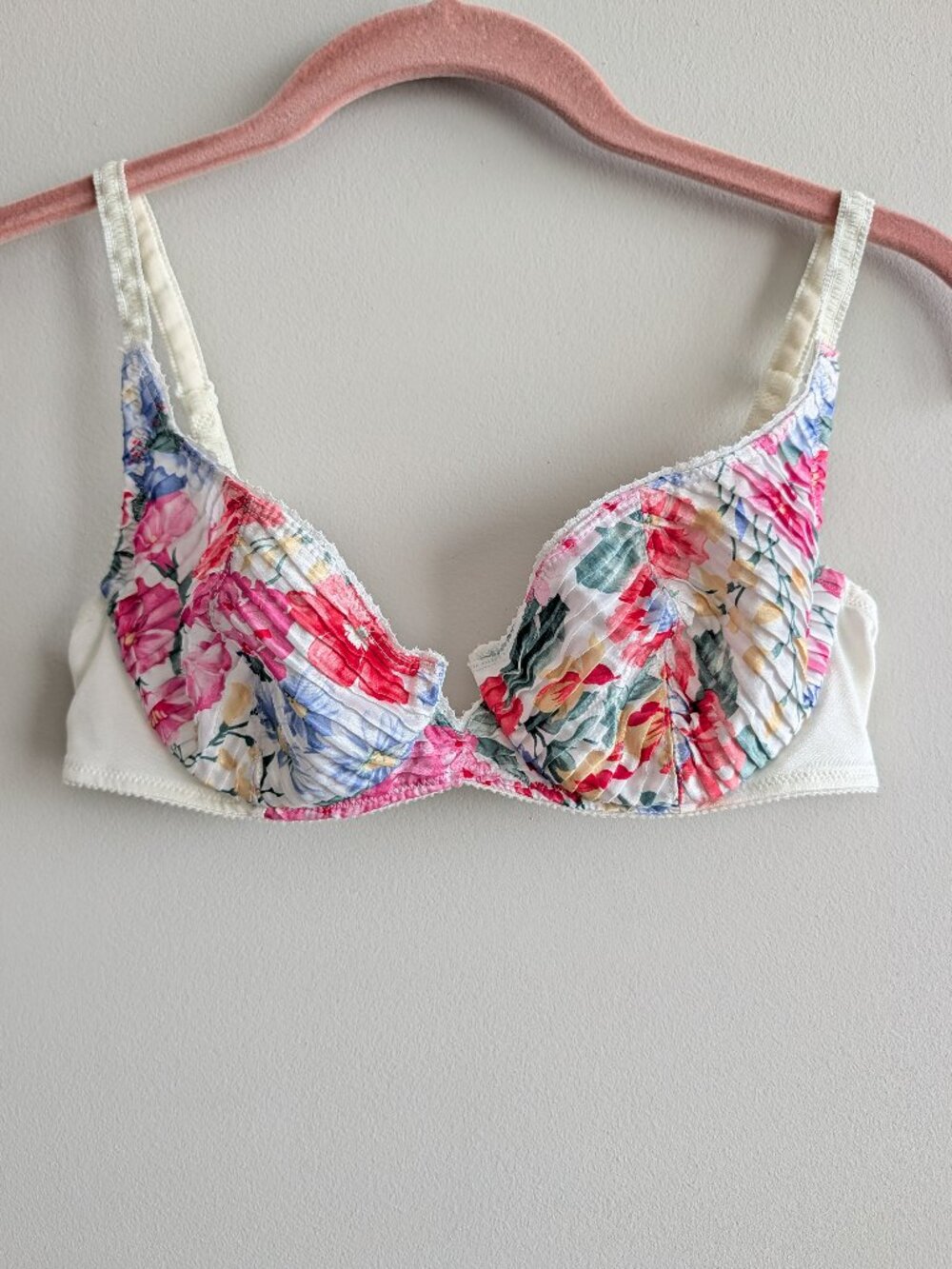 Vintage LILY of FRANCE 34C Floral Underwire Bra Coquette Style 1405 NO TAG